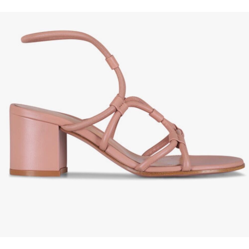 Gianvito Rossi Cage 60 Leather Sandals in Peach 38.5